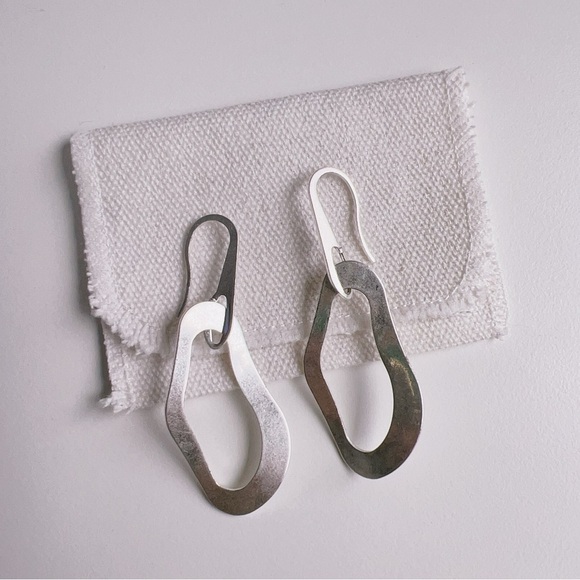 Silver Abstract Shape Earrings - Picture 2 of 3